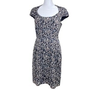 Ann Taylor Womens Size 4‎ Abstract Animal Print Cap Sleeve Sheath Dress Neutral